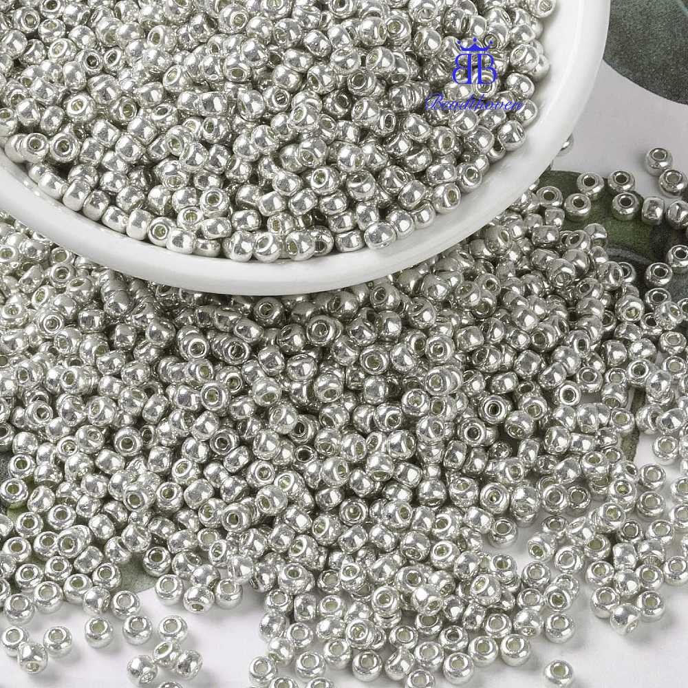 10g MIYUKI รอบ Rocailles ลูกปัดญี่ปุ่นลูกปัด 8/10 (RR181) สังกะสีเงิน 3 มม.รู: 1 มม.ประมาณ 422 ~ 45 ชิ้น/10 กรัม