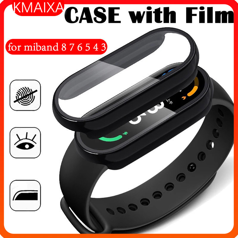 2 In 1 สําหรับ Xiaomi Mi Band 9 8 7 6 5 4 กระจกนิรภัยป้องกันหน้าจอ PC สําหรับ Mi Band 3 Anti-scratch CoverFull ป้องกันสําหรับ Mi Band 7 6 อุปกรณ์เสริม