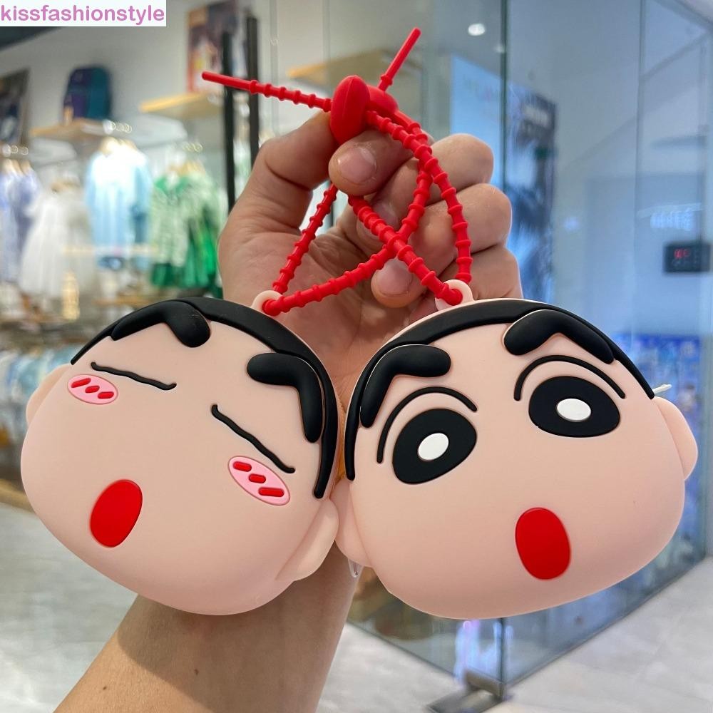 Kissfashionstyle กระเป๋าใส่เหรียญเครยอนชินจัง,กระเป๋าปลาน่าเกลียดจี้มินิซิลิโคนกระเป๋าใส่เหรียญกระเป๋า,การ์ตูนกระเป๋าเหรียญซิปตลก Shinnosuke กระเป๋าหูฟังกร