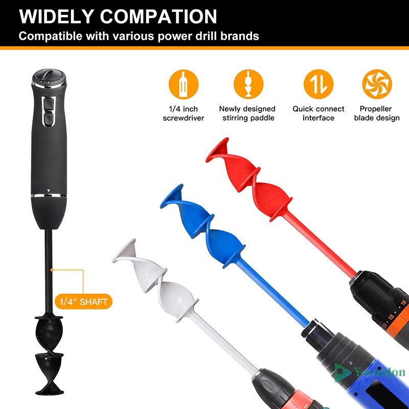 Yosunjon] Mixer Helix Design Paint Stirring Rod เจาะสิ่งที่แนบมา Stirrer Paddle เจาะผสมเครื่องมือใหม่
