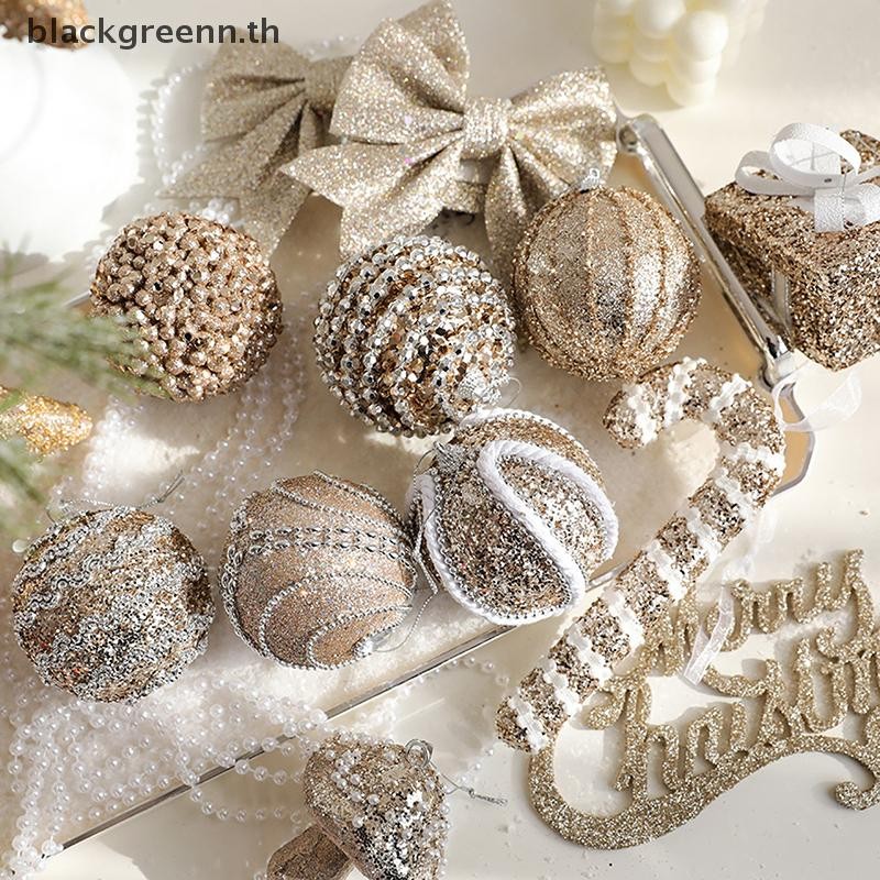 Bree 1PC Creative Shiny Visual Effect Five-pointed Star Foam Ball จี้ต้นคริสต์มาส Sequins Design ต้นคริสต์มาสแขวนตกแต่ง.