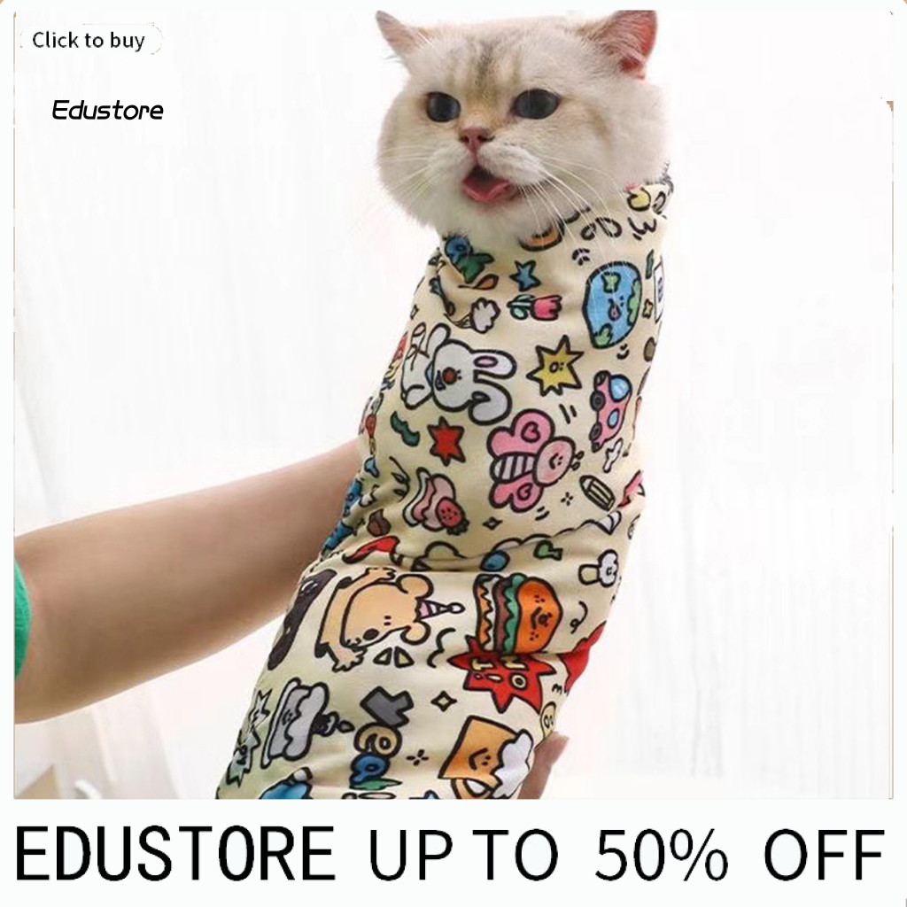 <COD> Bite-proof Cat Swaddle สบาย Cat Grooming Wrap Restraint Bag Anti-bite Anti-scratch Calming Wrap สําหรับเล็บ Clipping ยาเอเชียตะวันออกเฉียงใต้ Buys