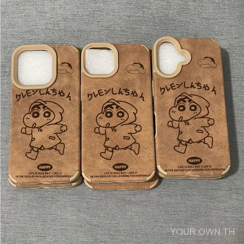 เสื้อกันฝนหนังกลับ Xiaoxin เหมาะสำหรับ Apple 16/15PROMAX เคสโทรศัพท์มือถือ iphone14ฤดูใบไม้ร่วงฤดูหนาว13/12สีน้ำตาล