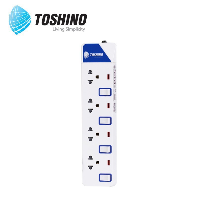 [247บาท โค้ดคุ้ม] ปลั๊กไฟ มอก.มีสวิตซ์แยก TOSHINO มี 2/3/4/5/6 เต้าเสียบ สายยาว 3/5เมตร ET-913 3เมตร