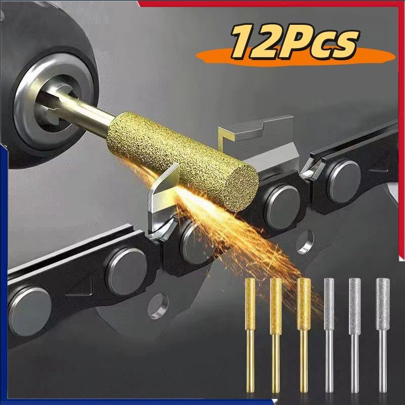 12 ชิ้น Chainsaw Bits ไทเทเนียมชุบเพชร Sharpener ความแข็งสูงไฟฟ้า Chainsaw แฟ้ม 4- 5.5 มม. Chainsaw Sharpener หิน