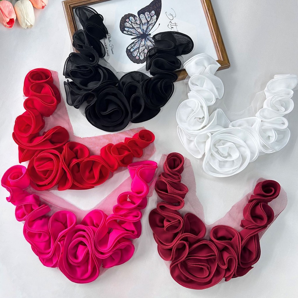 1pc 3D Handmade ดอกไม้ผ้า Patch เย็บ Applique งานแต่งงานเสื้อผ้าชุดเต้นรําอุปกรณ์ตกแต่ง
