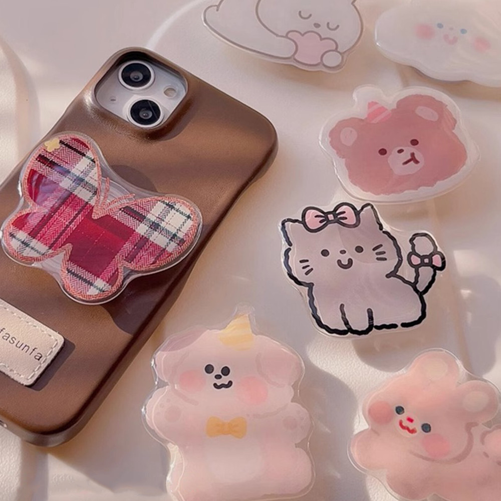 Kawaii เกาหลีการ์ตูนลูกสุนัขกระต่าย Kitty ผู้ถือโทรศัพท์ Grip Grip Grip Griptok เกาหลี INS รอบขยายแหวนนิ้วมือ Grip Tok ขาตั้งโทรศัพท์ Accessors สําหรับ Iphone