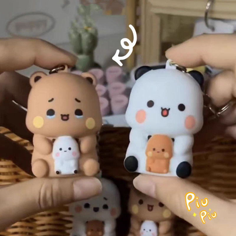 Say I Love You Voiced พวงกุญแจน่ารัก Bubu Dudu คู่พวงกุญแจตลกเรืองแสงกระเป๋าจี้ของขวัญ