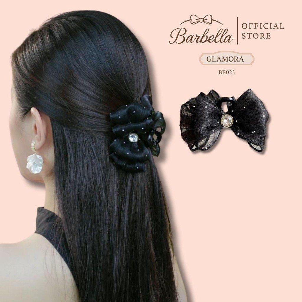 Barbella กิ๊บติดผม โบว์กลิตเตอร์คริสตัลเพชรระยิบระยับ รุ่น Glamora (BB023)