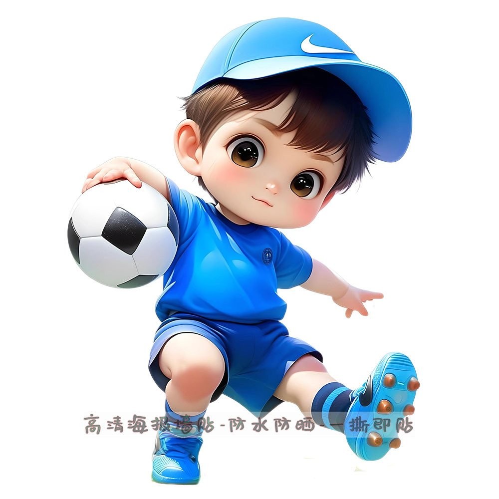 [ร้านค้าขายร้อน] Vitality Football Childrens Room Decorative Wall Stickers Blue Clothes Boy Unique W