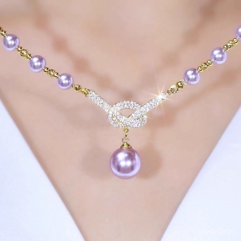 สร้อยคอผู้หญิง Concentric Knot Pearl หรูหรา แฟชั่น Retro สำหรับทุกโอกาส HP3Y