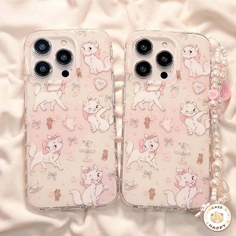 เคสไอโฟน 12 สำหรับ IPhone 17 16 15 13 Pro 15 14 16 Plus 13 15 11 14 16 Pro Max การ์ตูนแสนหวานในฝันของโค้งคำนับ แมวมารี