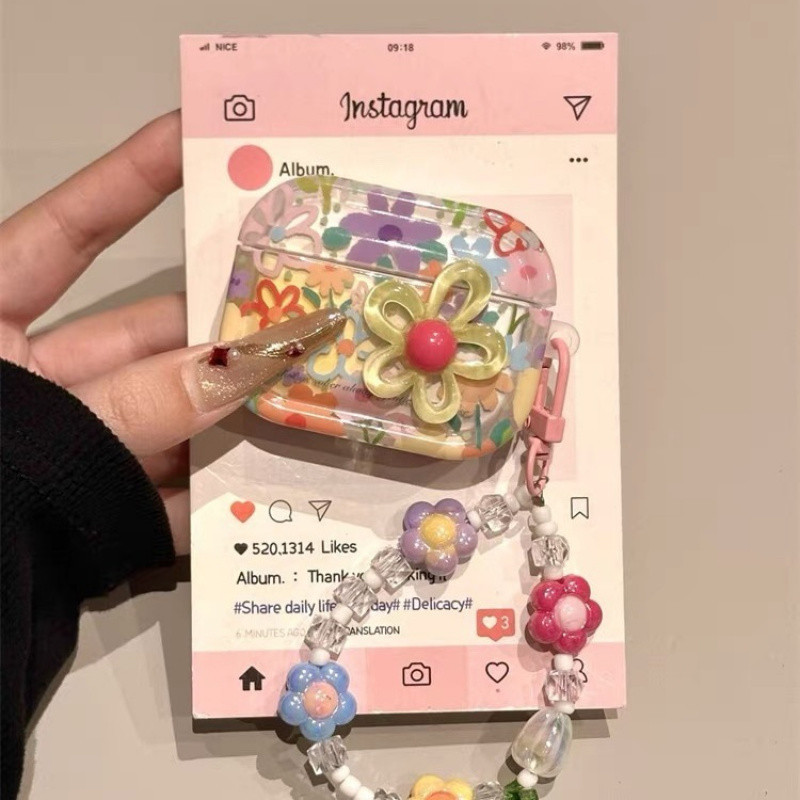 ดอกไม้สีสันสดใส 1/2/3/4 เคสหูฟังไร้สายบลูทูธ แอร์พอด มือโปร ฝาครอบป้องกัน