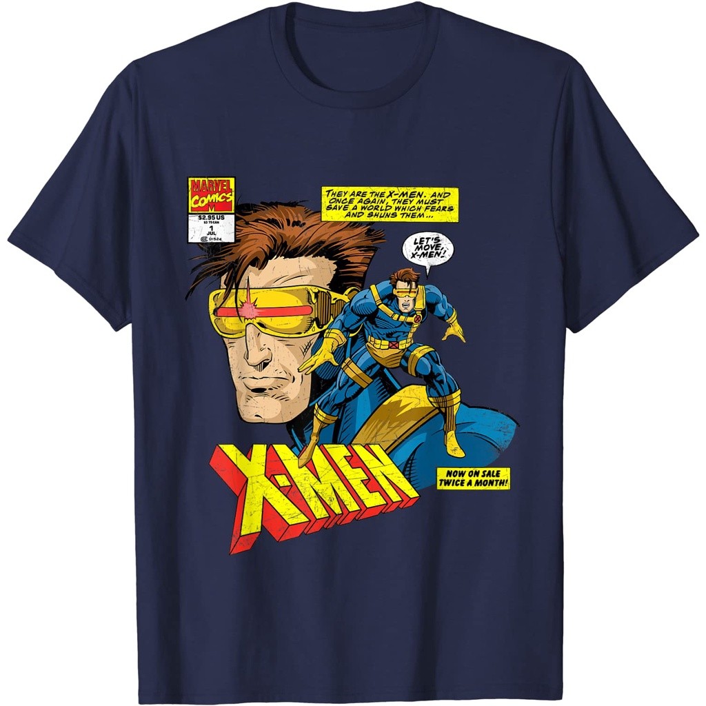 Marvel X-Men Cyclops Mutant Distressed Comic Art เสื้อยืดนุ่มหนาพรีเมี่ยม