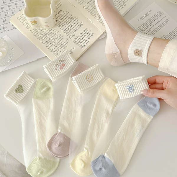 personal best ถุงเท้า ถุงเท้า ฤดูร้อนถุงเท้าผ้าไหมคริสตัลบางเบาระบายอากาศได้ดีถุงเท้าผู้หญิงผ้าฝ้ายแ