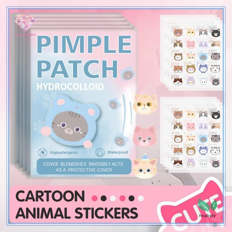 เฮอะเบตี้ 600ชิ้นการ์ตูนสัตว์รูปสิวแพทช์ผลิตภัณฑ์ดูแลผิวสติกเกอร์เครื่องมือแต่งหน้าใหม่