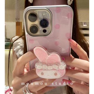 Huiwanju ผงอีพ็อกซี่ Polka Dot ดอกไม้กระต่ายเหมาะสําหรับ iPhone16Promax โทรศัพท์มือถือกรณี Apple 15Pro หญิง 14/13 กรณีป้องกัน