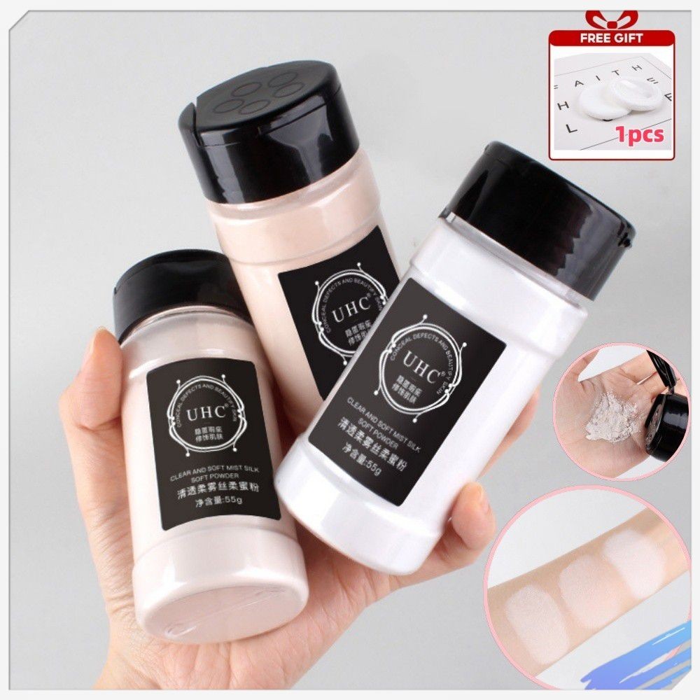 JULYSTAR 【ของขวัญ】แป้งฝุ่น UHC แป้งฝุ่นโปร่งแสงควบคุมความมัน พริกไทยดำ ติดทนนาน คอนซีลเลอร์ กันน้ำ ก