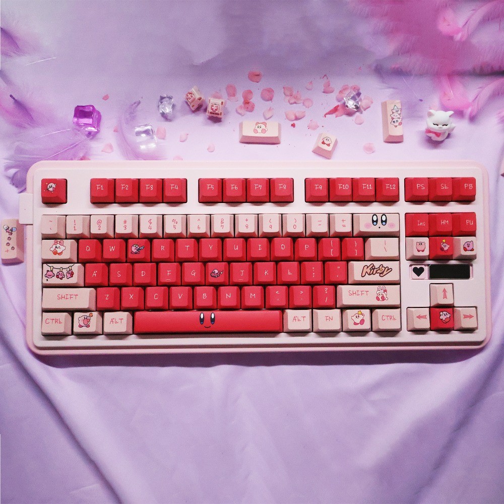 Kirby Keycaps Cherry/MOA Profile 120 คีย์ PBT Dye Sublimation น่ารัก 星ーィ Fik Keycaps Wooting60 MAD60