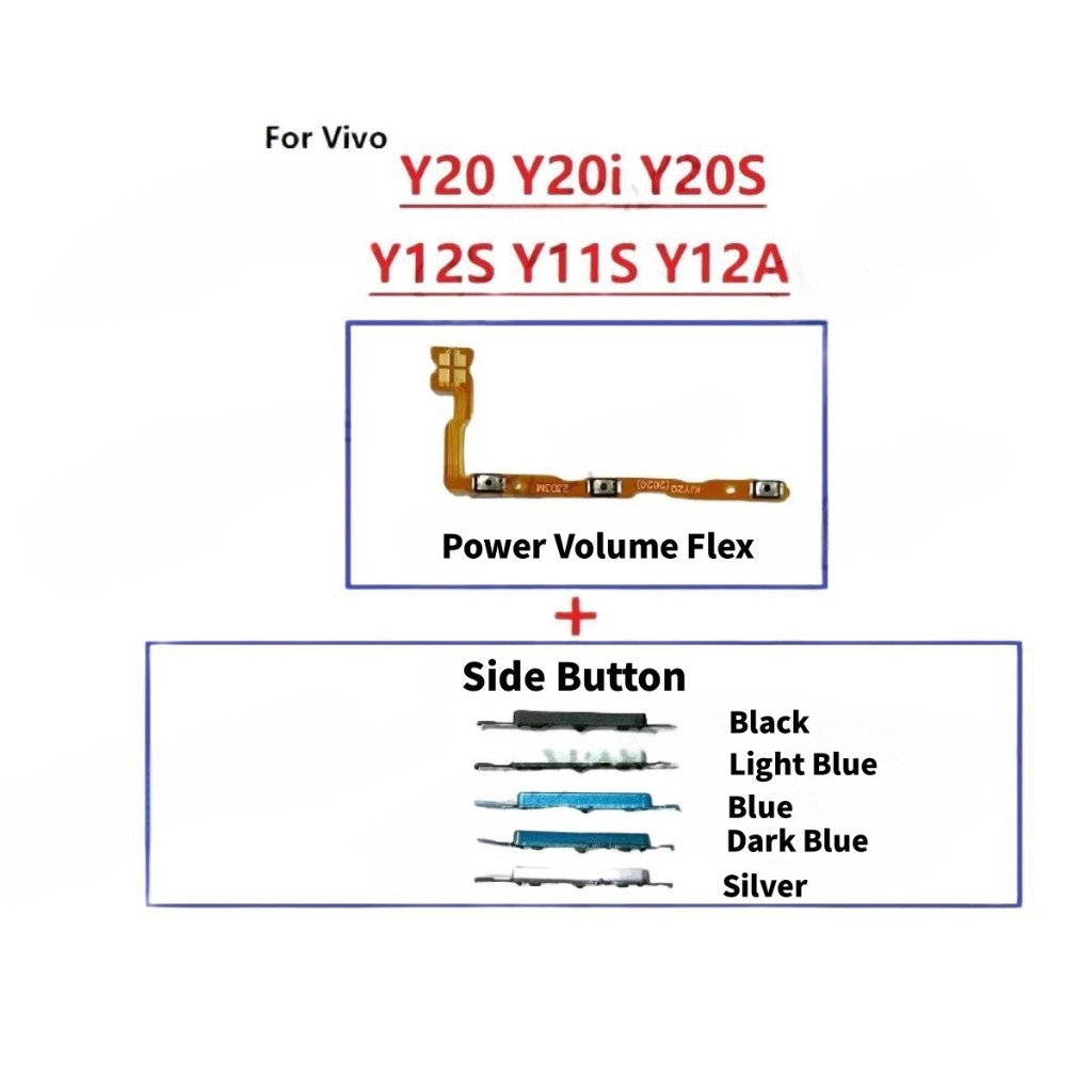 สําหรับ Vivo Y20 Y20i Y20S Y12S Y12A เปิด/ปิดปุ่มสวิทช์ด้านข้าง Volume Up Down ปุ่ม Flex สาย