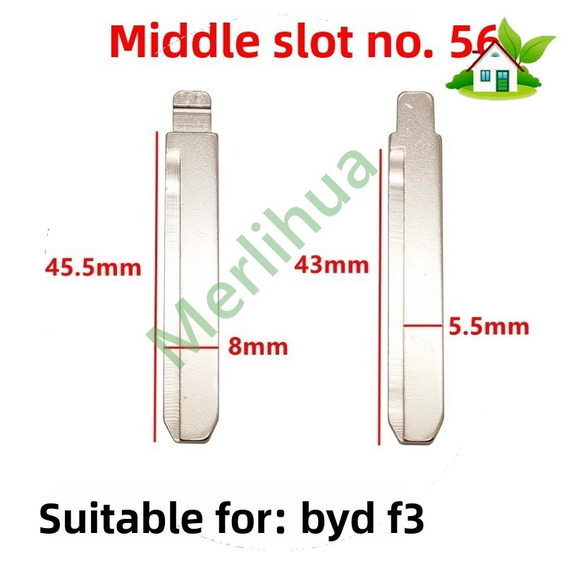 Mid-slot 56# กุญแจรถเปล่าสําหรับการแปลงกุญแจรีโมท BYD