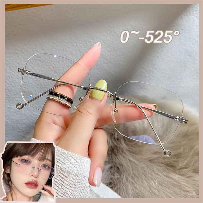 *Future Star* แว่นไร้กรอบ 0~-525° แว่นสายตาสั้น ป้องกันแสงสีฟ้า เวอร์ชั่นเกาหลีสำหรับนักเรียนหญิง A3