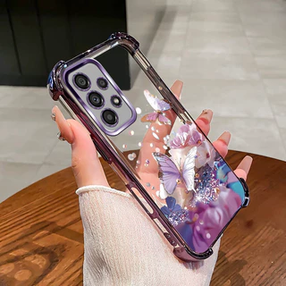 กันกระแทกCase สําหรับ Samsung A32 A52 A52S A53 A73 4G 5G เคสโทรศัพท์ TPU 2025 ออกแบบใหม่ผีเสื้อดอกไม้อุปกรณ์เสริมฝาครอบ SZ28