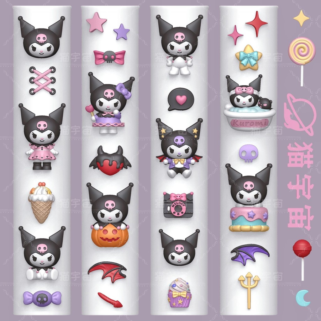 Sanrio Kuromi แม่พิมพ์แต่งเล็บการ์ตูนน่ารัก 3d สามมิติสไตล์ใหม่แม่พิมพ์ซิลิโคนทําเล็บ