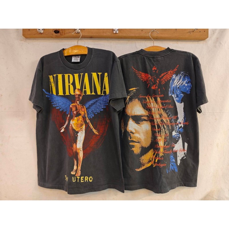 ล้านเสื้อ NIRVANA IN UTERO Bio Washed tag USA เสื้อวินเทจ