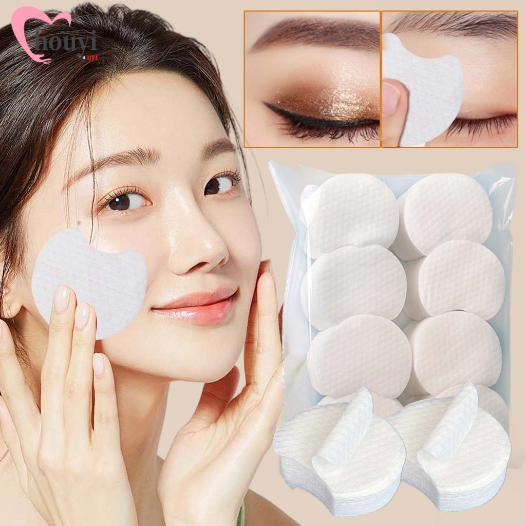 [MAKEUP]แผ่นแต่งหน้าผ้าฝ้าย 100% เนื้อมุกกลม - สําลีบํารุงผิวหน้า Hypoallergenic สําหรับ Toner/Skincare/Makeup Removal, การออกแบบ 30/600PCs Notch