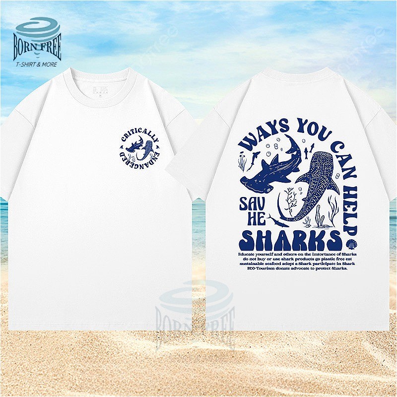 Hammerhead Shark/Whale Shark พิมพ์ลายผู้ใหญ่/เด็ก/ครอบครัว ocean animal creative เสื้อยืด.