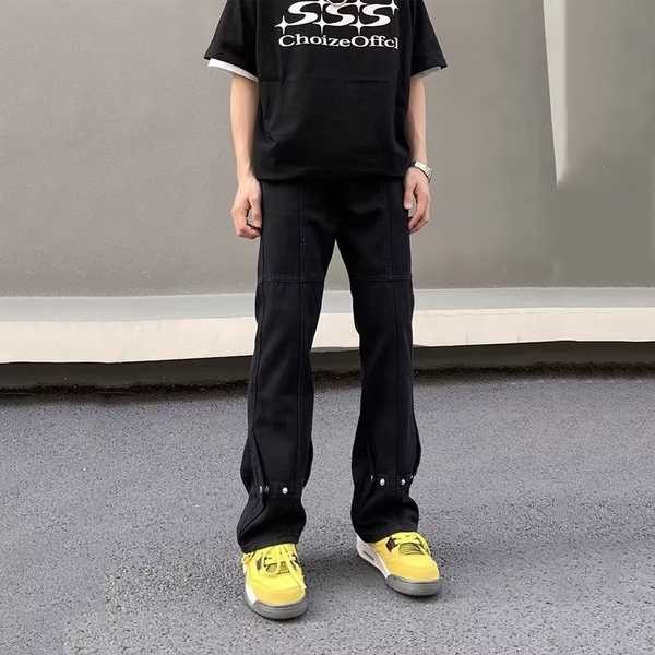 กางเกงยีนส์ baggy jeans หญิง กางเกงยีนส์สีดำผู้ชาย ทรงตรง สไตล์อเมริกัน เหมาะสำหรับสวมใส่ทุกวัน