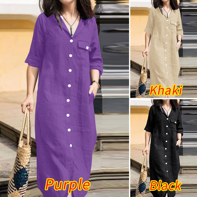 ZANZEA فستان عمل أنيق بأكمام 3/4 — صورة 3