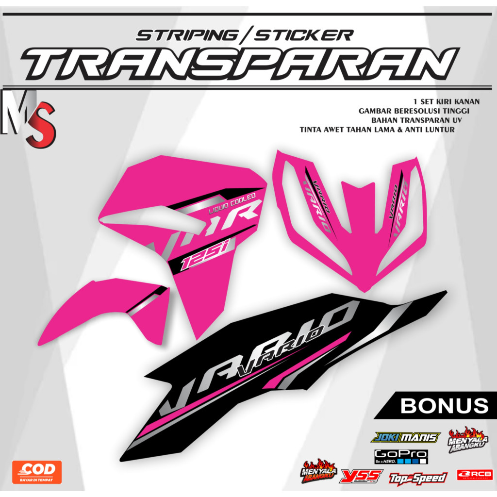 COOL P0LET STRIPING TRANSPARENT STICKER VARIO NEW GEN 2 MOTIF DESIGN CUSTOM VIETNAM VABYY 01