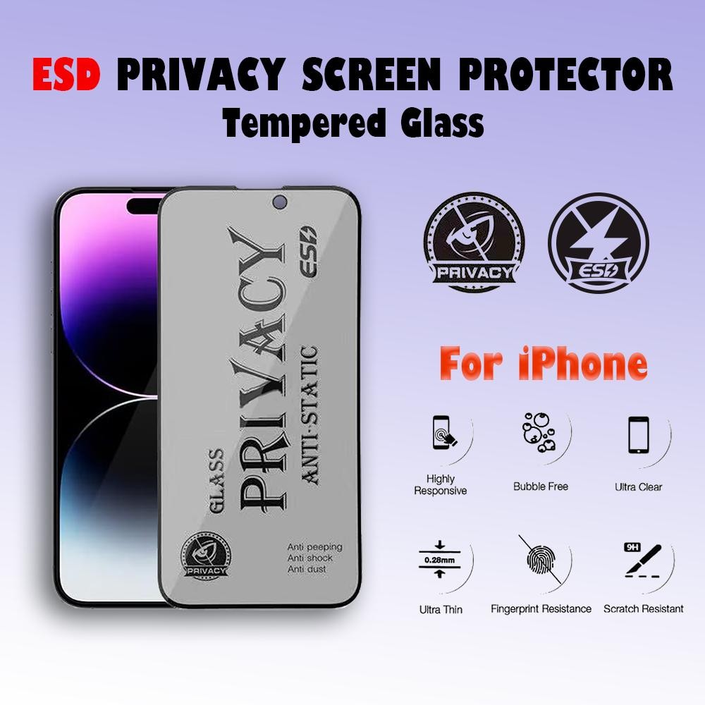 ใช้ได้กับ iPhone ESD Anti-mata-glass กระจกนิรภัยป้องกันไฟฟ้าสถิตย์, iPhone 16, iPhone 15, iPhone 14,