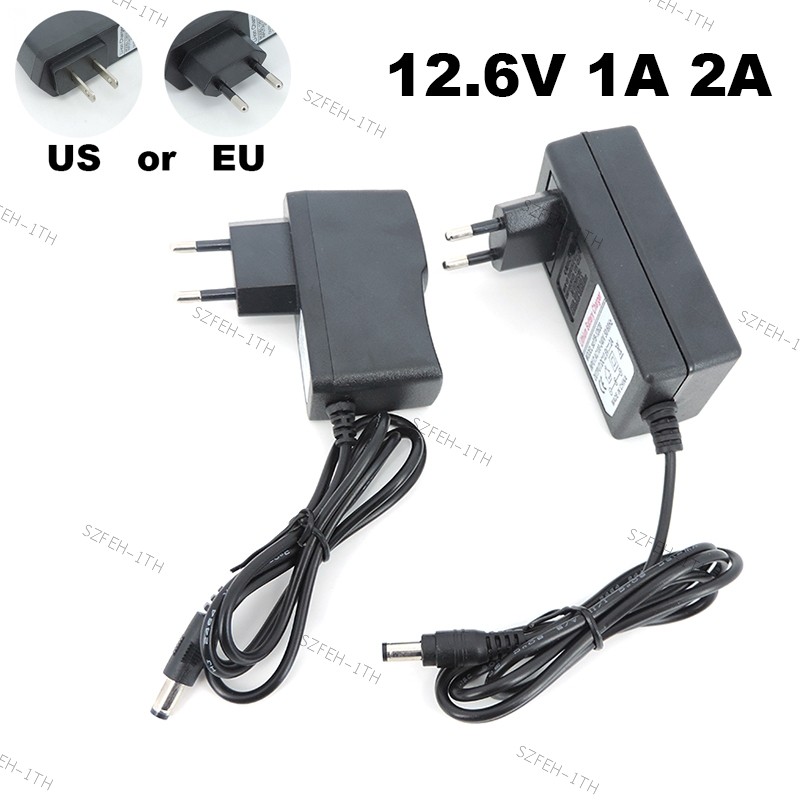 AC 110V 240V ถึง DC 12.6V 1A 2A 1000ma charger โวลต์อะแดปเตอร์จ่ายไฟ 5.5*2.5 มม.สําหรับ 18650 แบตเตอ