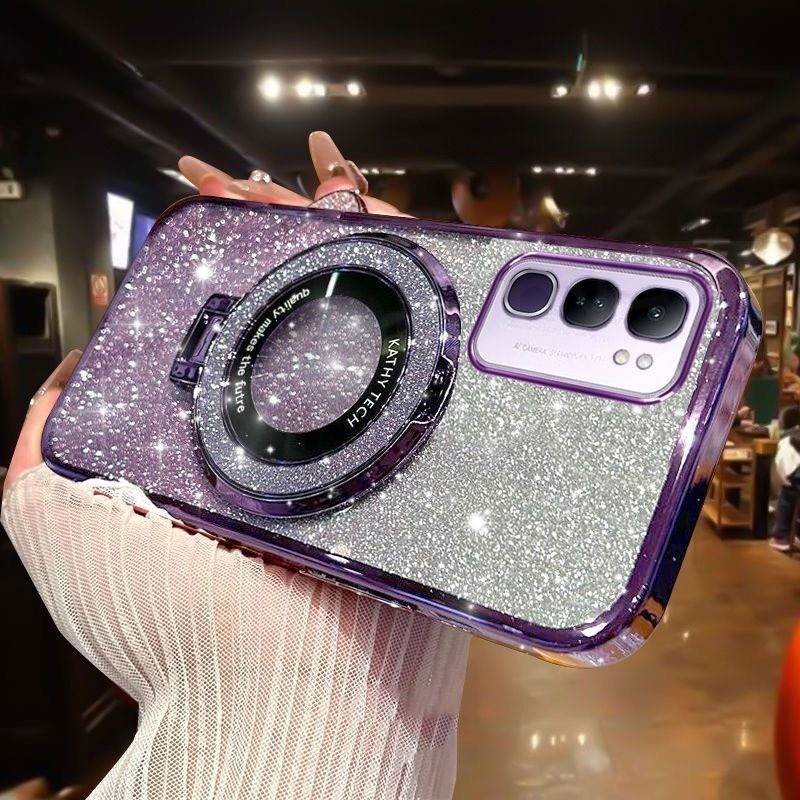 เคสโทรศัพท์สําหรับVivo V50 V40 Lite Pro V50Lite V50E Y200 4G 5G 2025 ชุบGradient Glitter Bracketปลอกสี่มุมAnti-Fallกันกระแทกเคสโทรศัพท์ป้องกันปกหลัง