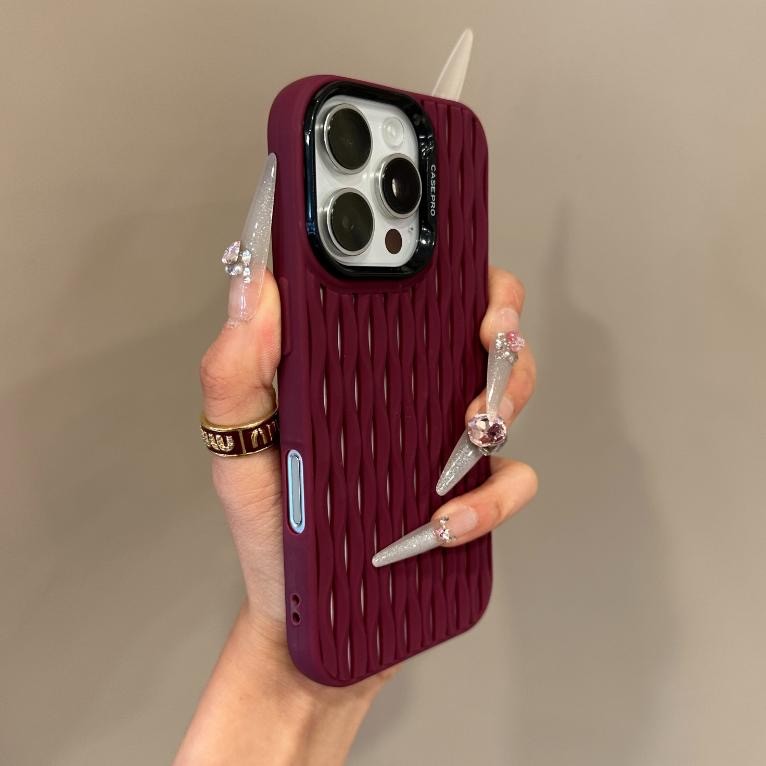 Luxury Hollow Cooling Bar ลายเคสโทรศัพท์สําหรับ iPhone16 Pro Max 15 14 13 12 11 Pro Max กันกระแทกกล้องป้องกัน Drop-proof นุ่มปกหลัง