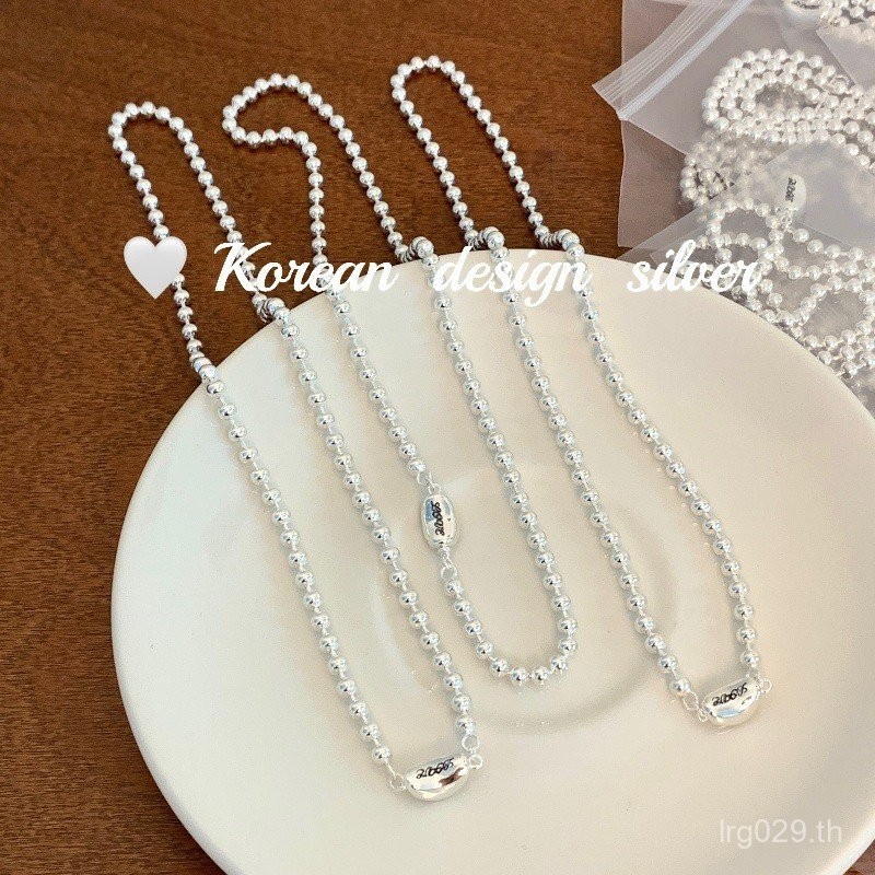 สร้อยคอมีเม็ดคริสตัล สไตล์เกาหลี ทำจากเงินสเตอร์ลิง S925 พรีเมียม N9W1