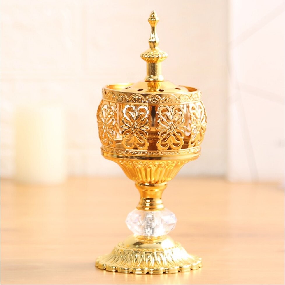 (จัดส่งทันที) 🔥เตาเผาธูป กระถางธูป แบบพกพา กำยาน เตาเผาธูปบาคูร์  สีทอง สไตล์อาหรับ ตกแต่งหรูหรา - รูปที่ 4