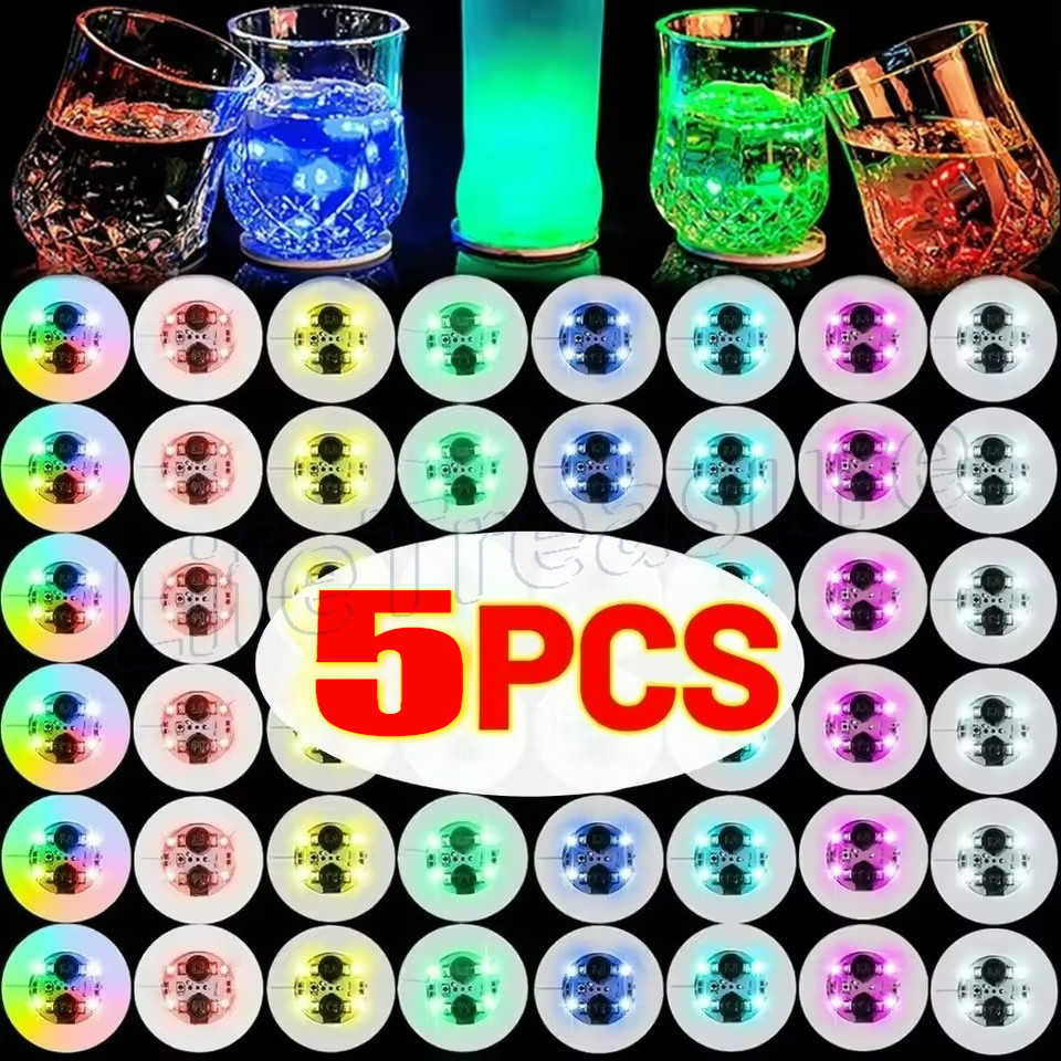 5/1ชิ้น นํา ส่องสว่างจานรองแก้วสติกเกอร์-ขวดเหล้า,ดื่มถ้วยแก้วเสื่อ-บาร์พรรคตกแต่งแสง-แบตเตอรี่ขับเคลื่อนรถไฟเหาะ-พรรคเครื่องดื่มถ้วยตกแ