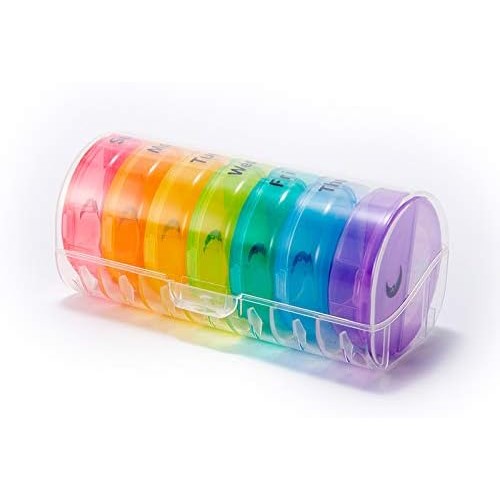 WOWHOUSE Pilulier hebdomadaire quotidien 7 jours avec motif résistant à l'humidité Multicolore
