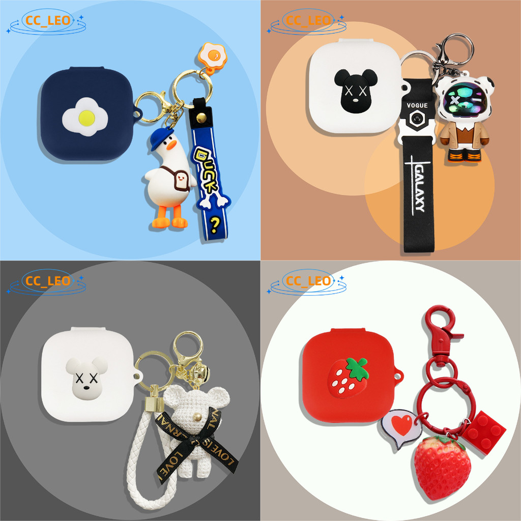 For QCY AilyBuds E20 Case Creative Bear Cartoon Duck Keychain Cute Strawberry Pendant QCY AilyBuds E