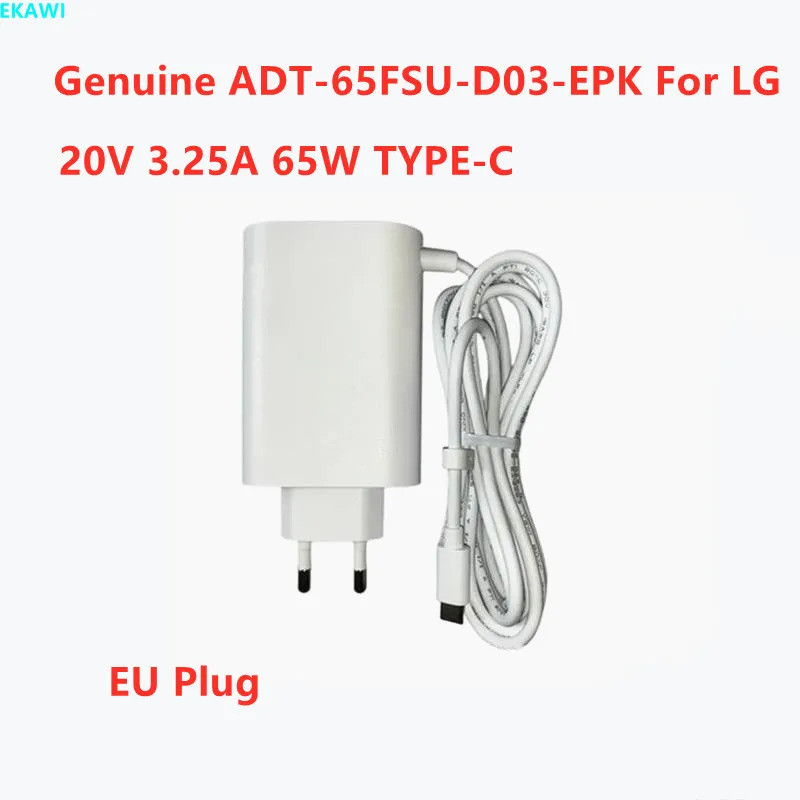 ของแท้ ADT-65FSU-D03-EPK 20V 3.25A 65W TYPE-C USB-PD AC Adapter สําหรับ LG 14Z90P 16Z90P 17Z90P 15Z9