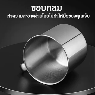 OMC แก้วน้ำสแตนเลสมีหูจับ 6.5cm/8cm/9cm/10cm/11cm/12cm หูโค้ง น้ำหนักเบา