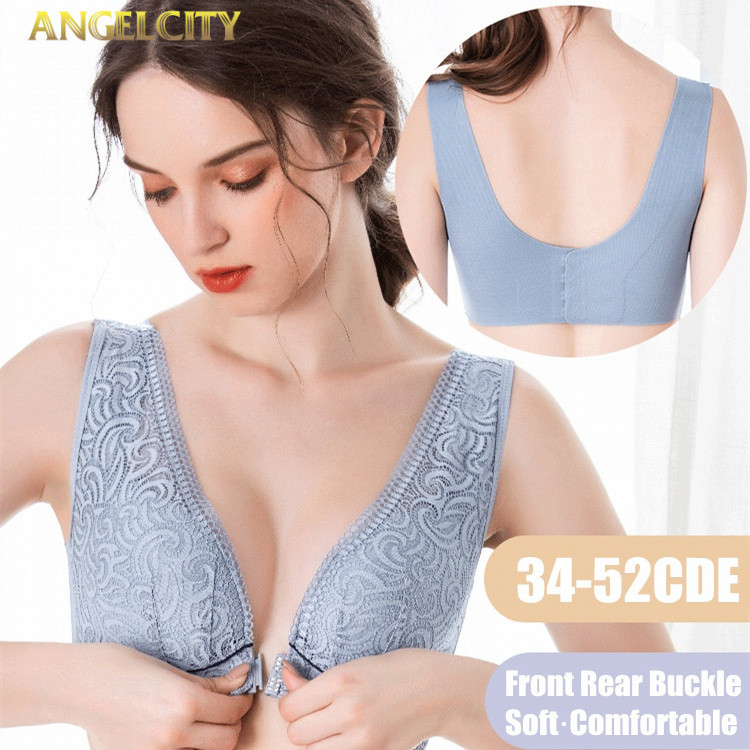 ANGELCITY Lace Plus Bra เหมาะสําหรับชุดชั้นในแบบเต็มคัพ 34-52C/D/E Plus Bra Breathable