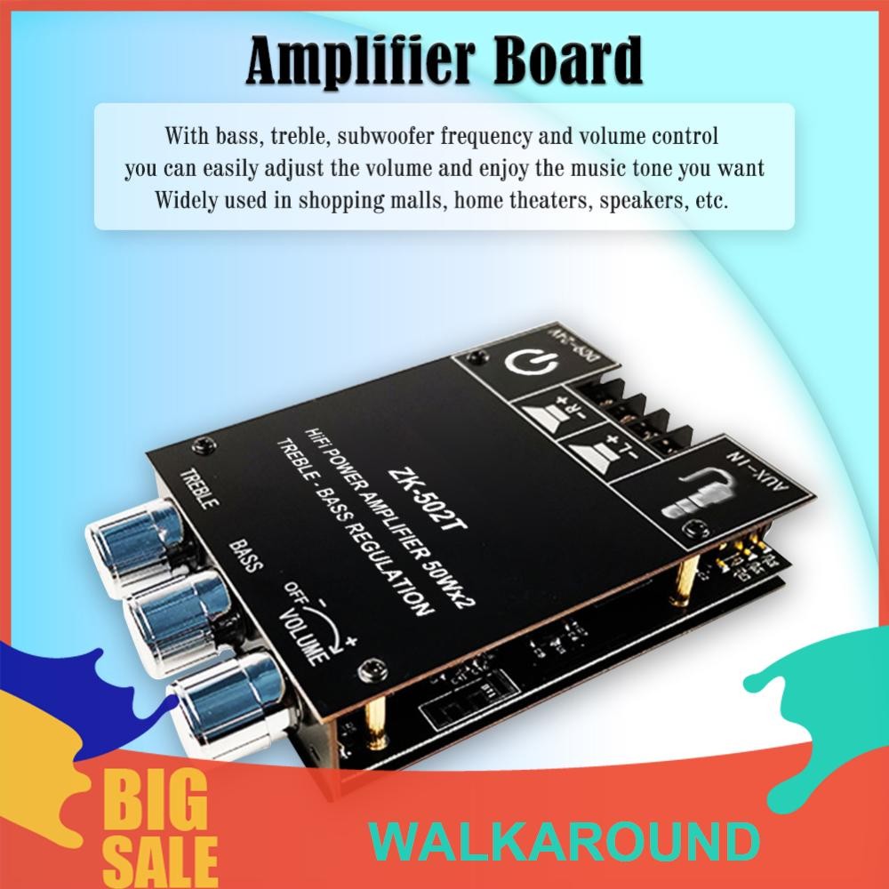 ZK-502T 50Wx2 HIFI 2.0 Channel เครื่องขยายเสียงสเตอริโอโมดูลลําโพงเสียงชุด [walkaround.th]