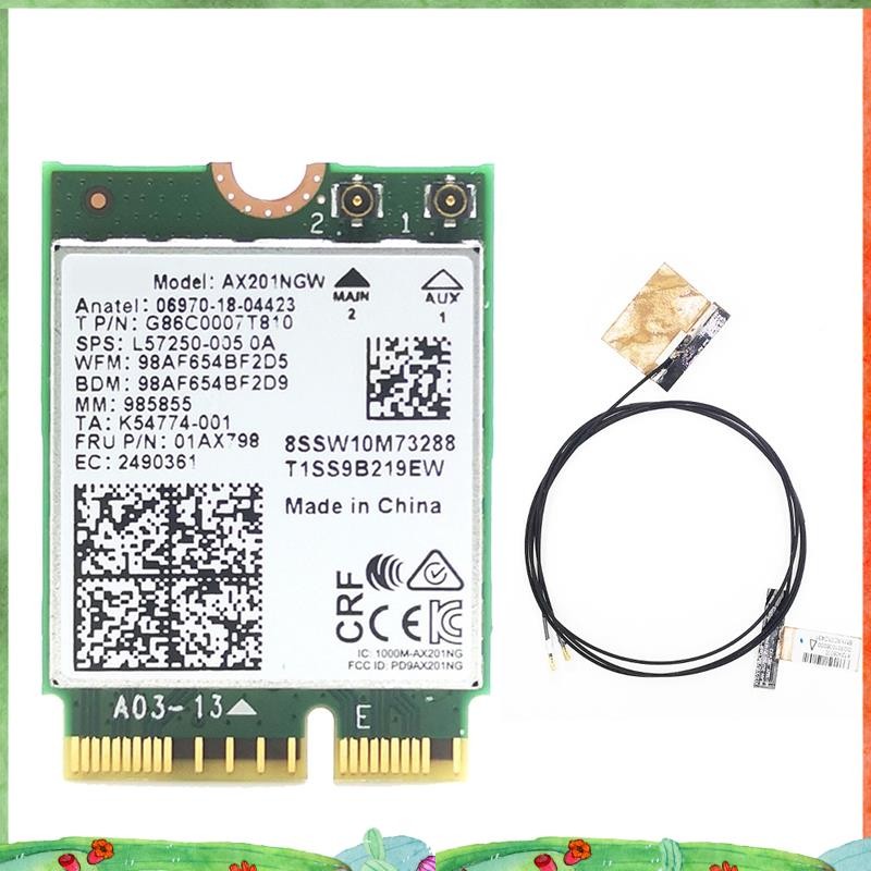 AX201 AX201NGW WiFi การ์ด 2XAntenna M.2 CNVio2 2.4 Ghz/5 Ghz WiFi การ์ดเสาอากาศอุปกรณ์เสริม