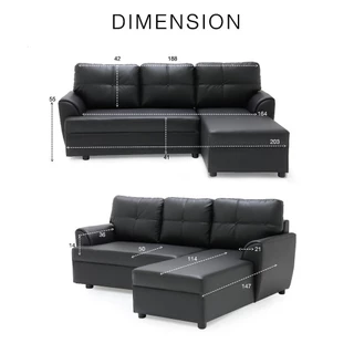 SB Design Square โซฟาเข้ามุมขวา รุ่น Riowa สีดำ (203x147x80 ซม.) แบรนด์ SOFA SOLUTIONS