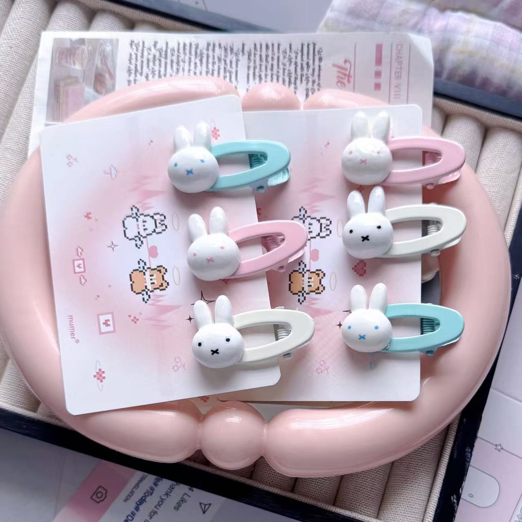 น่ารัก miffy miffy Rabbit Hollow Oval Clip สาวหวานสาวด้านข้าง Liu#可爱miffy米菲兔镂空椭圆夹甜妹少女侧边刘#Z224